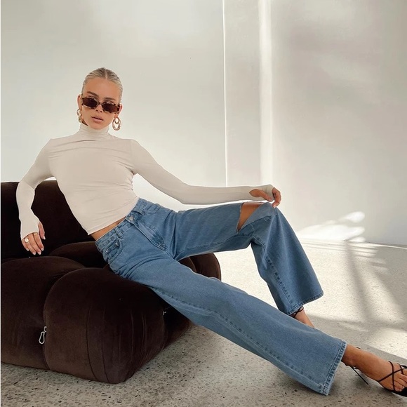 Princess Polly Denim - Sevina Wide Leg Denim Jeans Mid Wash